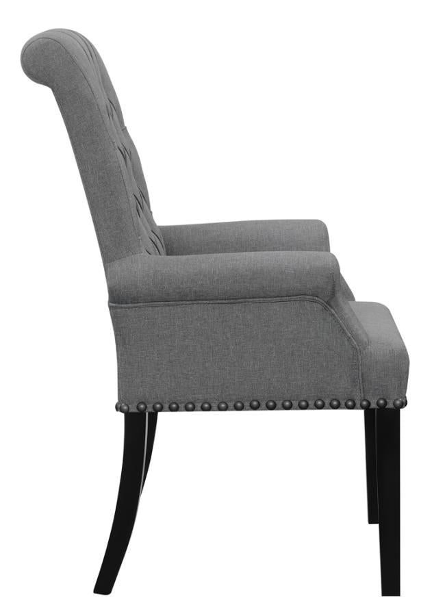 Upholstered Tufted Arm Chair with Nailhead Trim_2