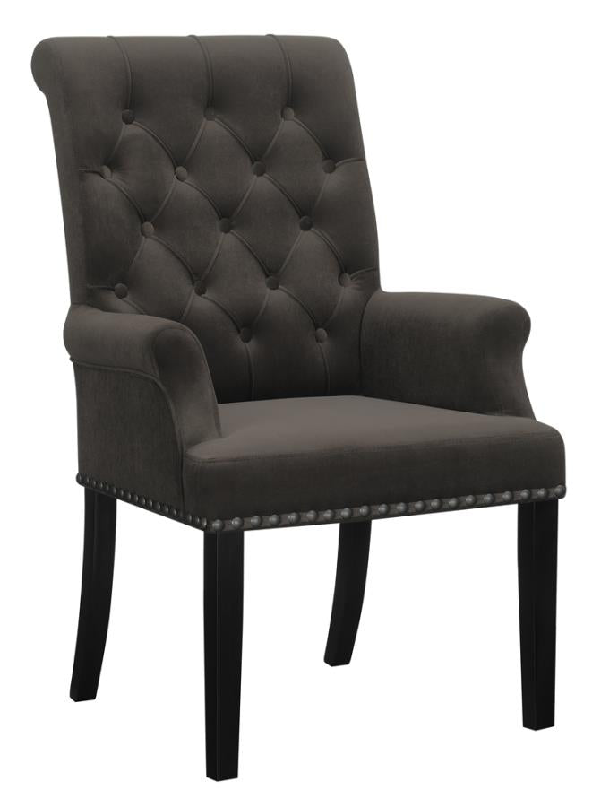 Upholstered Tufted Arm Chair with Nailhead Trim_0