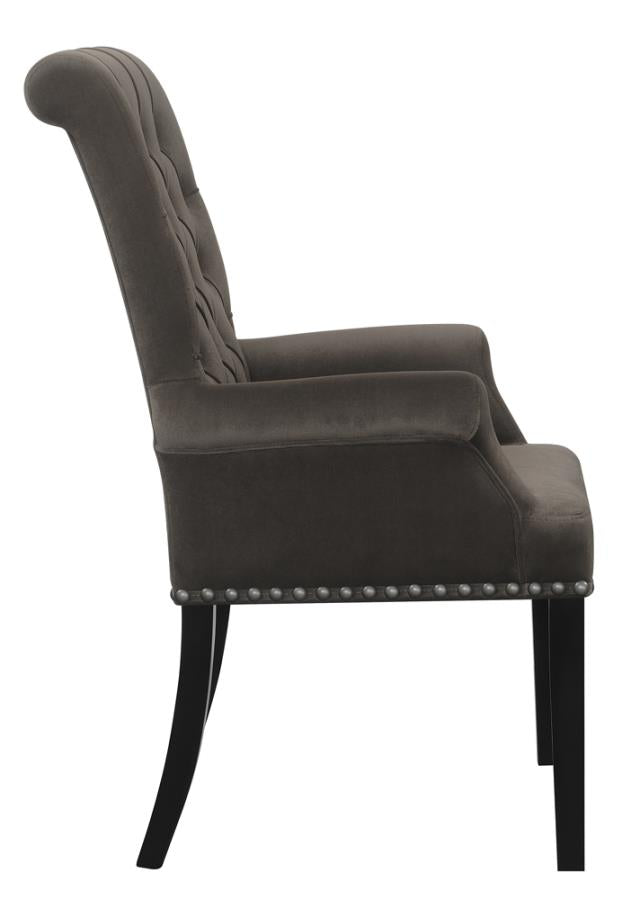 Upholstered Tufted Arm Chair with Nailhead Trim_2