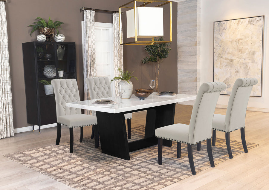 Sherry 5-piece Rectangular Marble Top Dining Set Sand and White_0