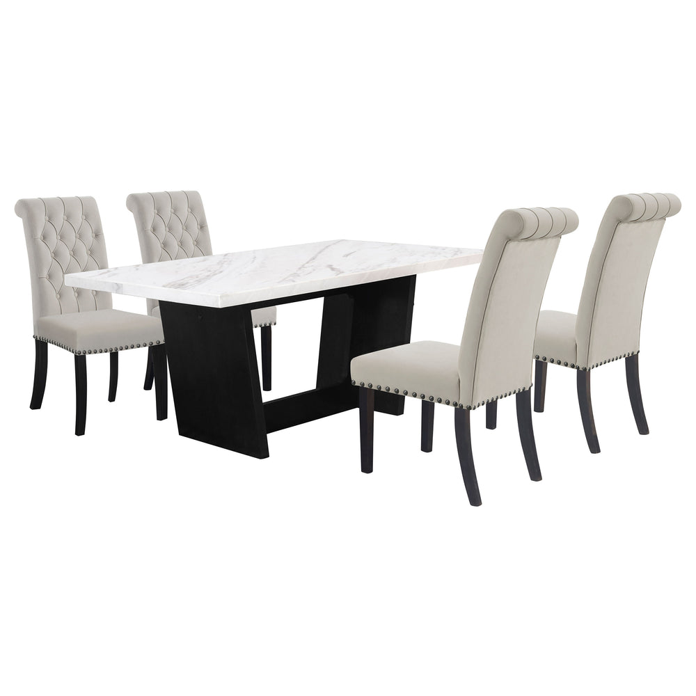 Sherry 5-piece Rectangular Marble Top Dining Set Sand and White_1