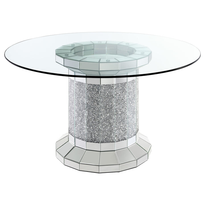 Ellie 5-piece Cylinder Pedestal Dining Room Set Mirror and Grey_2