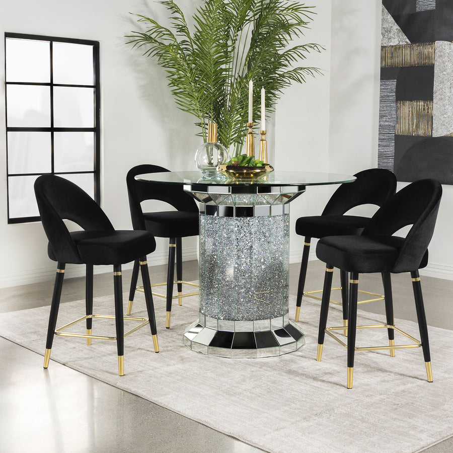 Ellie 5-piece Pedestal Counter Height Dining Room Set Mirror and Black_0