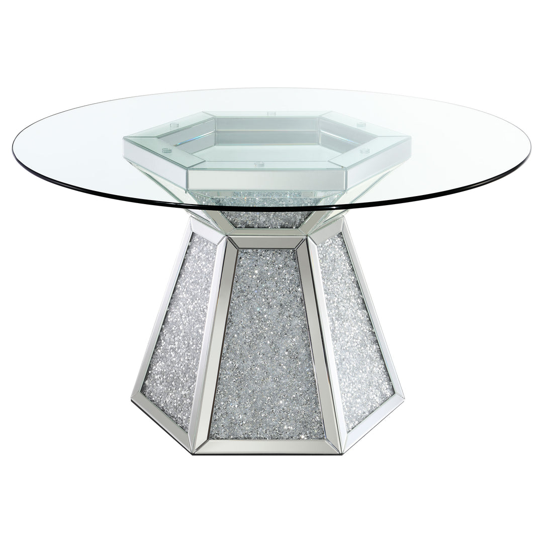 Quinn 5-piece Hexagon Pedestal Dining Room Set Mirror and Grey_2