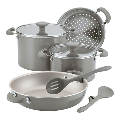 Get Cooking 8pc Stackable Nonstick Cookware Set Gray_0