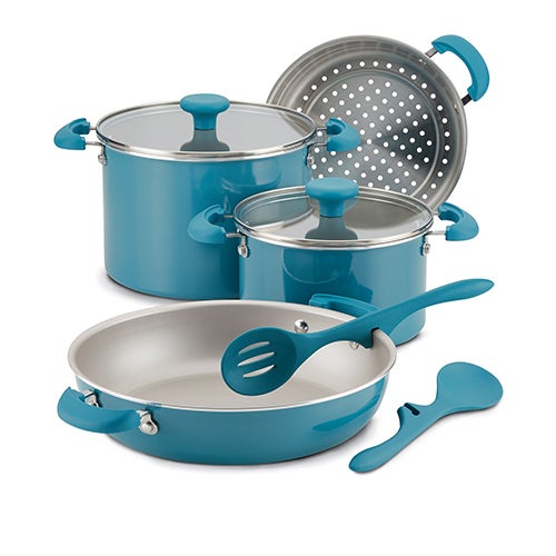 8pc Get Cooking! Stackable Nonstick Cookware Set, Turquoise_0