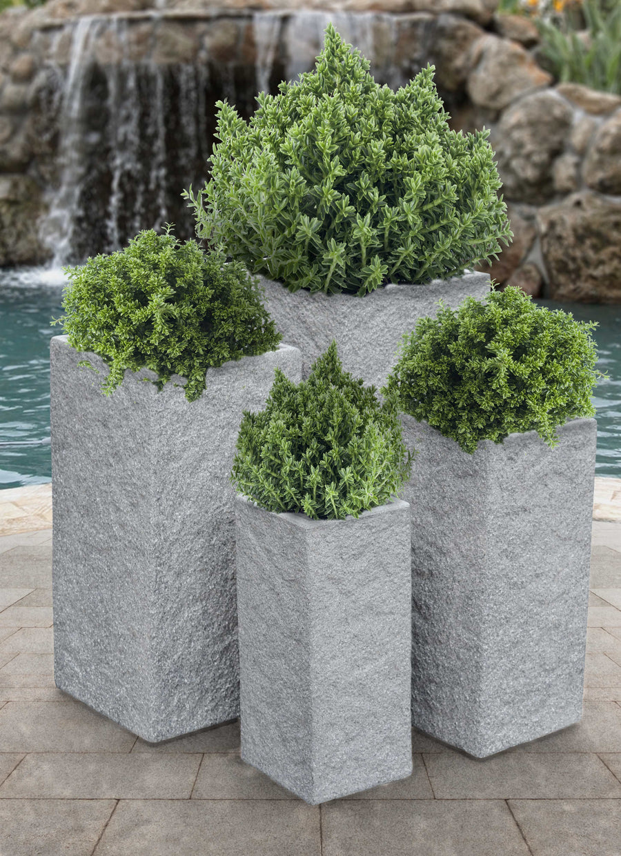 Lion Stone Square Planter Set of 4 in Gray Finish_0