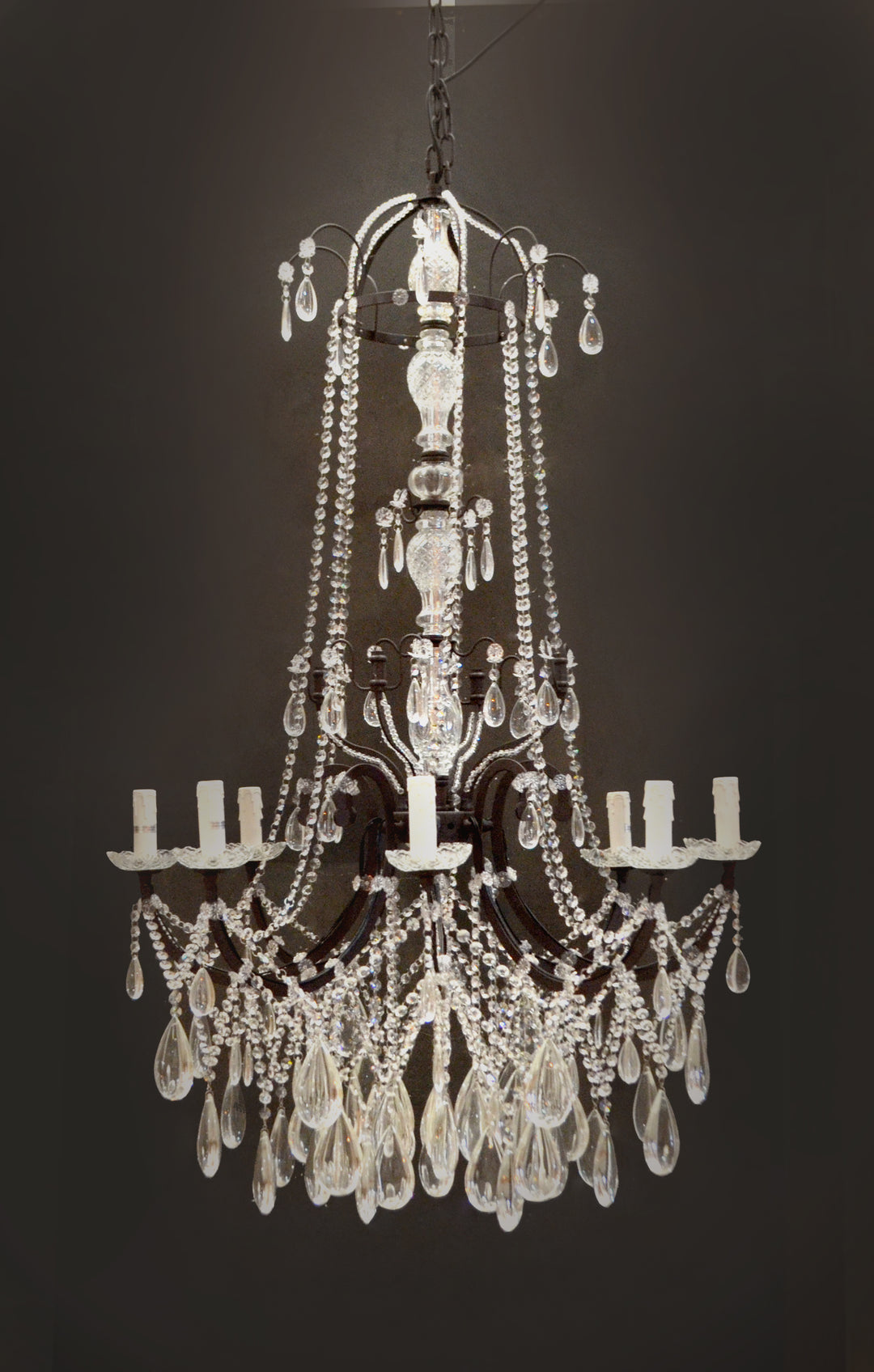 Classic Crystal and Iron Chandelier_0