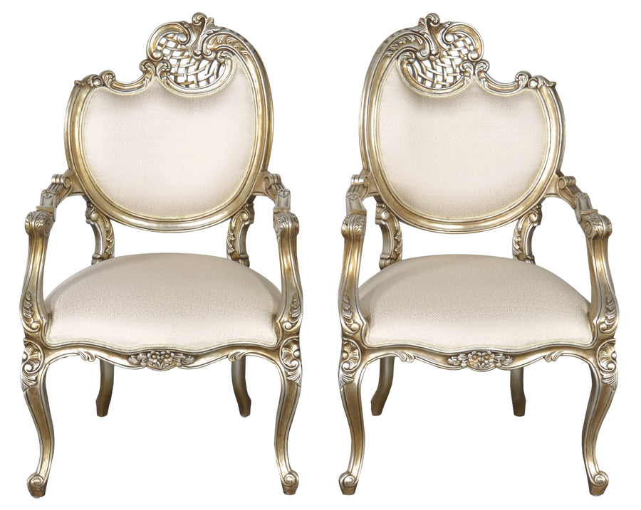 Platine Pair of French Rococo Mahogany Fire Side Chairs_0