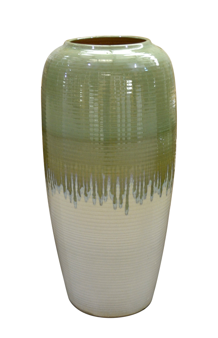 Avocado Green And White Medium Vase_0