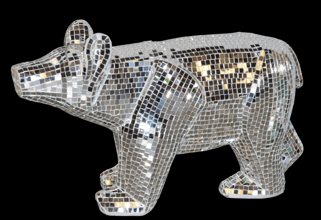 Mosaic Glass Silver Bear_0