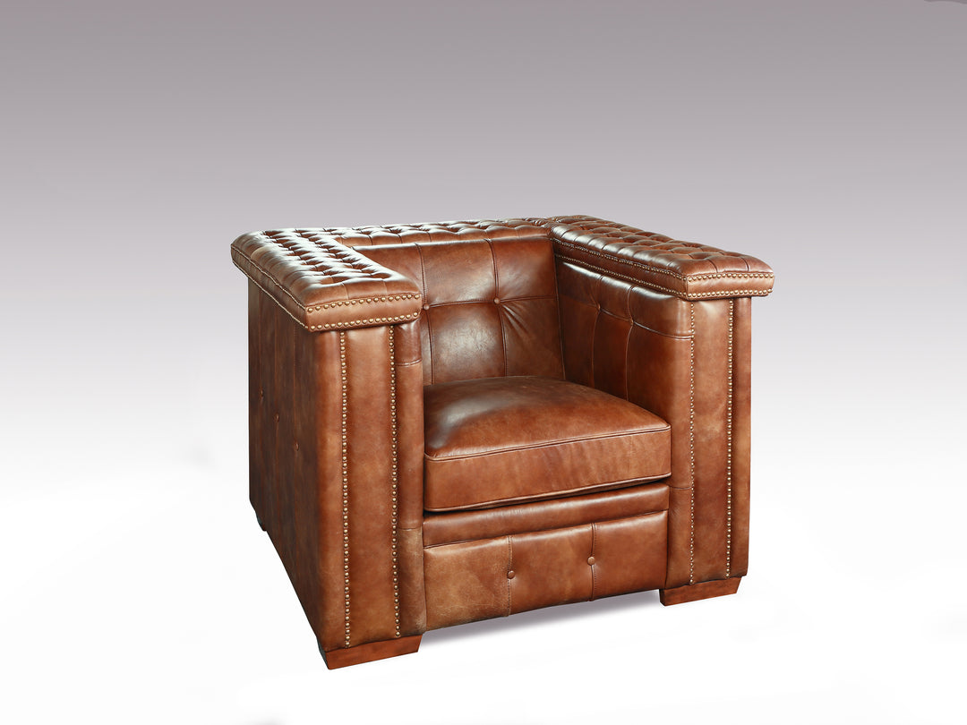 Derbyshire Genuine Light Brown Leather Chair_0