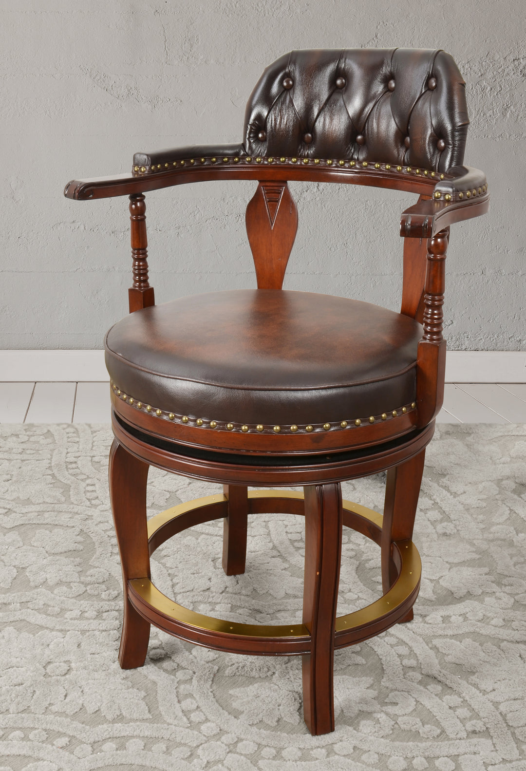 Club Leather Swivel Counter Stool 24 Inches_0
