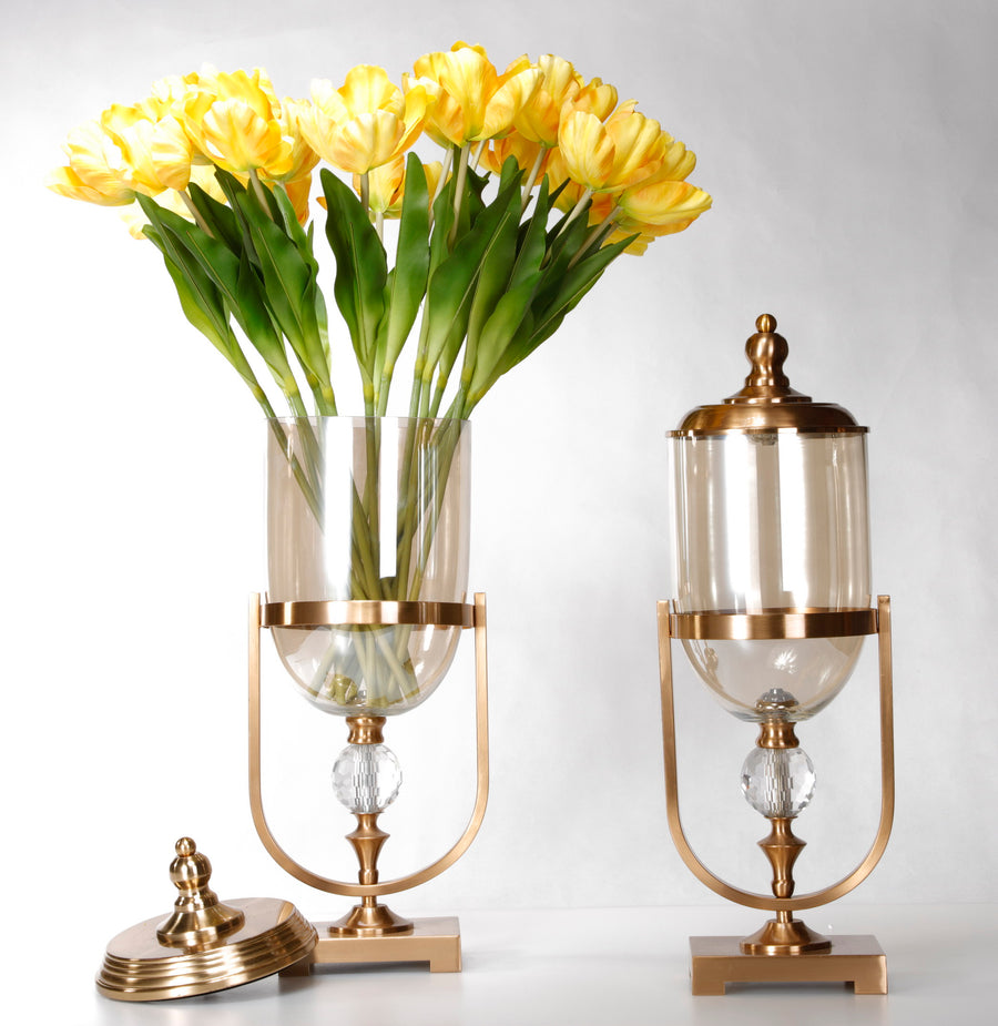 Gold Set Of Two Lidded Vases_0