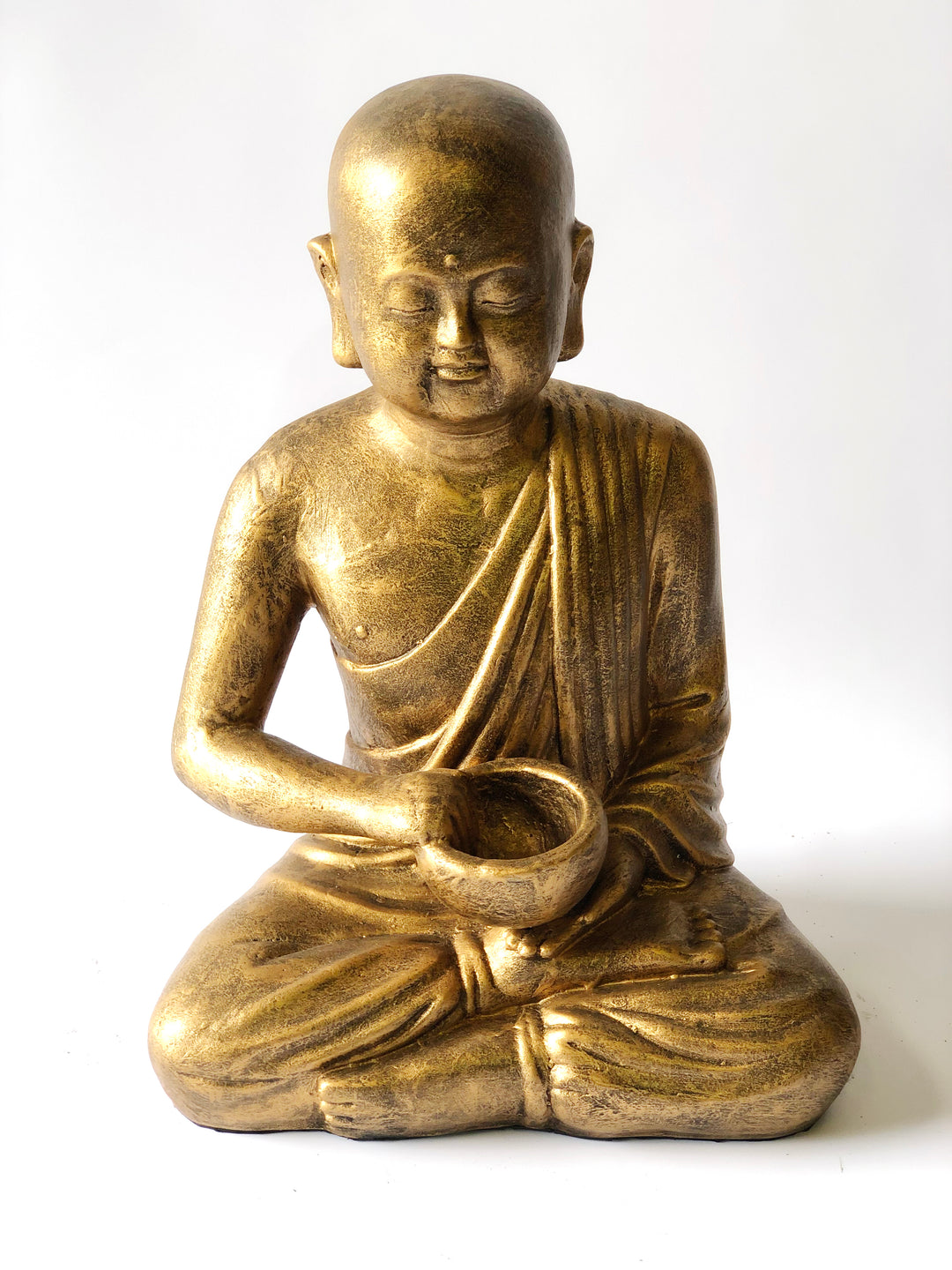 Shaolin Buddha With Bowl Glossy Black Gold_0