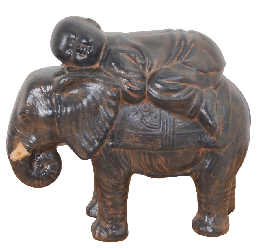 Baby Monk On Elephant Black Earthy Finish_0