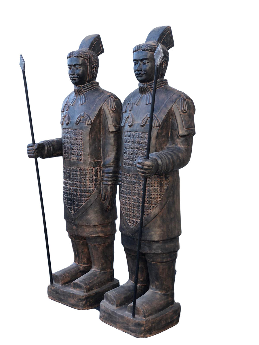 Life Size Pair of Standing Soldiers 78.74" Tall With Black Earthy Finish_0