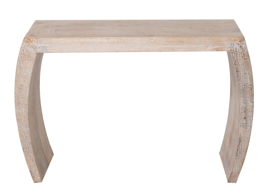Mango Curved Console Table White Wash_0