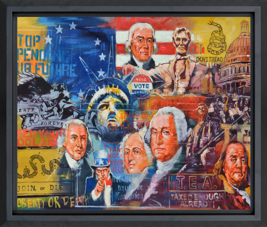 Founding Presidents and Statue of Liberty Framed Giclee_0