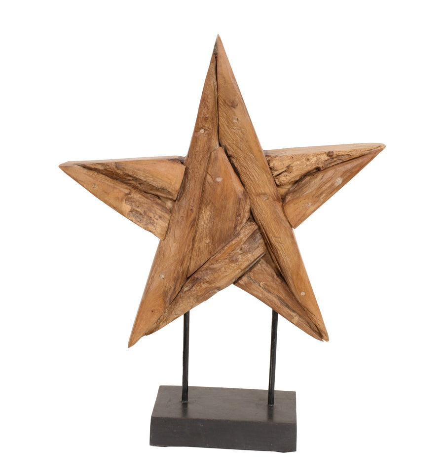 Teak Wood Star in A Stand Statue_0