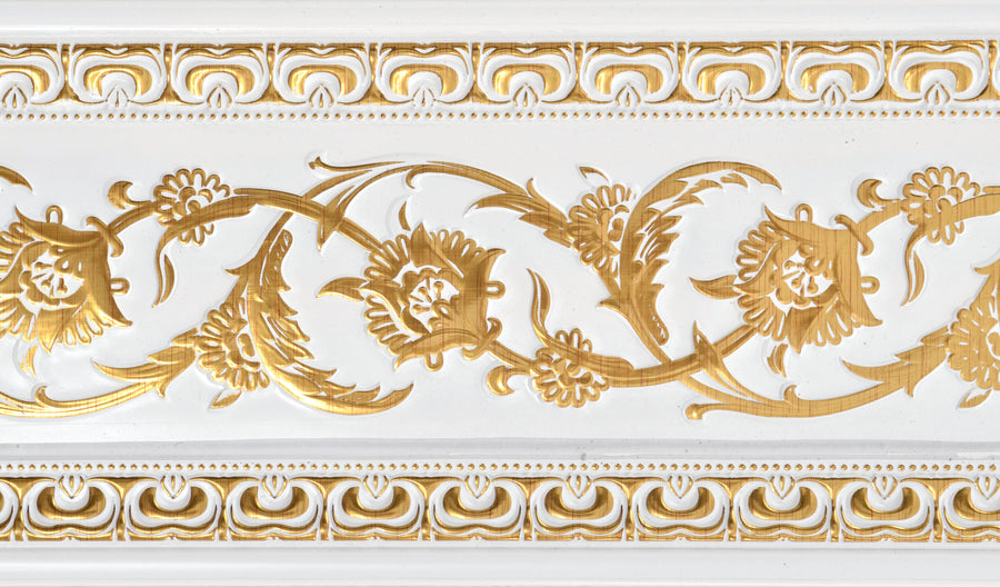 Gold on French White Floral Chair Rail 94 Inch_0