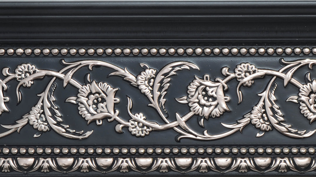 Silver Floral and Black Crown Moulding 94 Inch_0