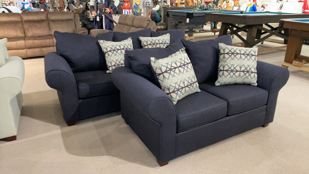 Stoked Blue Sofa and Loveseat with Annelle Sapphire Set of 2_0