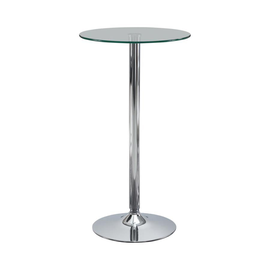 Glass Top Round Bar Table Chrome_1