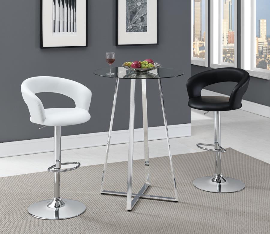 29" Adjustable Height Bar Stool White and Chrome_1