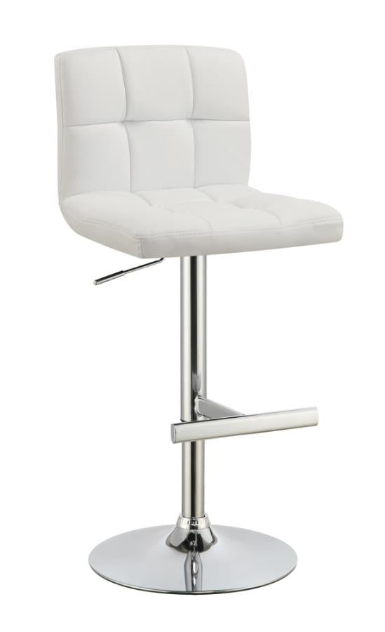 Adjustable Height Bar Stools Chrome and White (Set of 2)_0