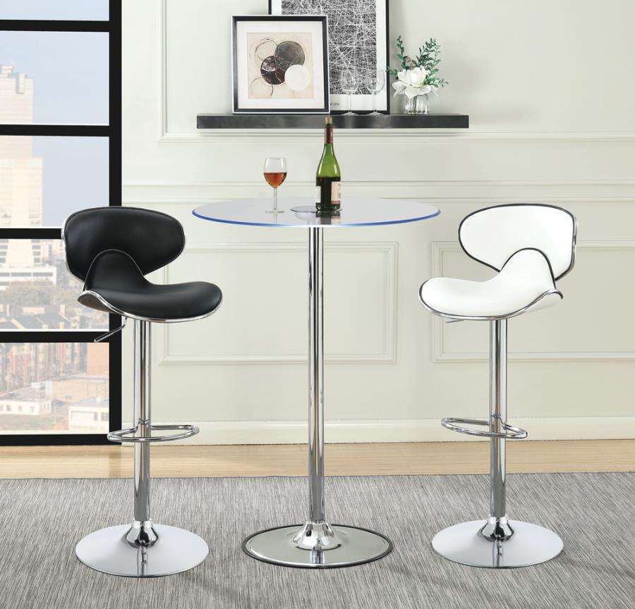 Upholstered Adjustable Height Bar Stools Black and Chrome (Set of 2)_1