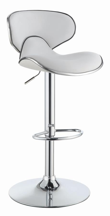 Upholstered Adjustable Height Bar Stools White and Chrome (Set of 2)_1