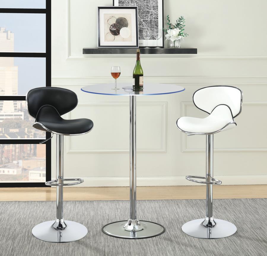 Upholstered Adjustable Height Bar Stools White and Chrome (Set of 2)_8