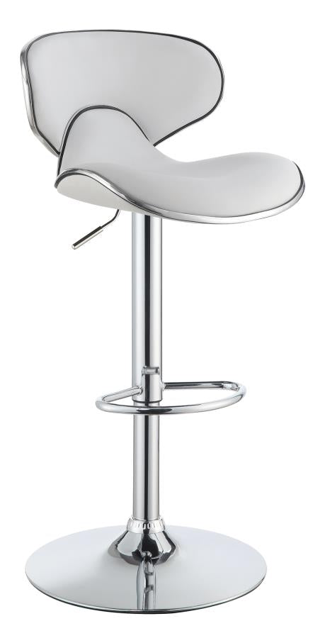 Upholstered Adjustable Height Bar Stools White and Chrome (Set of 2)_2