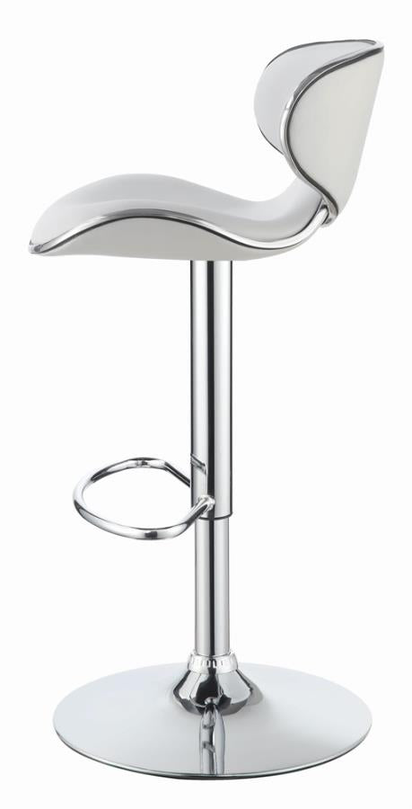 Upholstered Adjustable Height Bar Stools White and Chrome (Set of 2)_3
