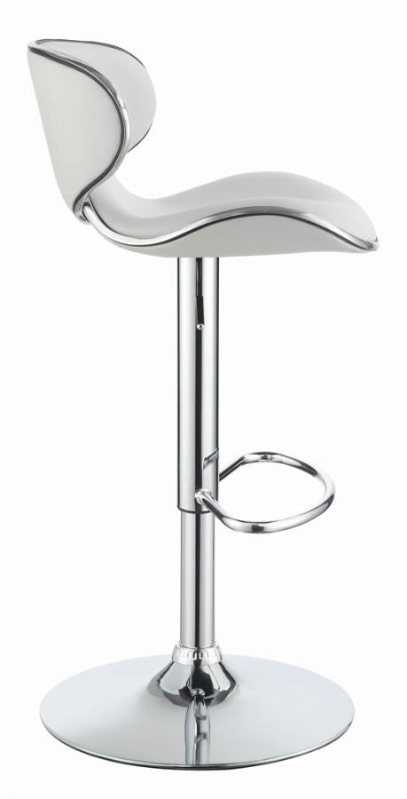 Upholstered Adjustable Height Bar Stools White and Chrome (Set of 2)_5