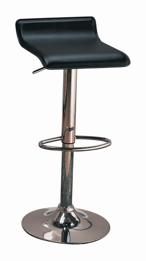 29" Upholstered Backless Adjustable Bar Stools Black and Chrome (Set of 2)_0