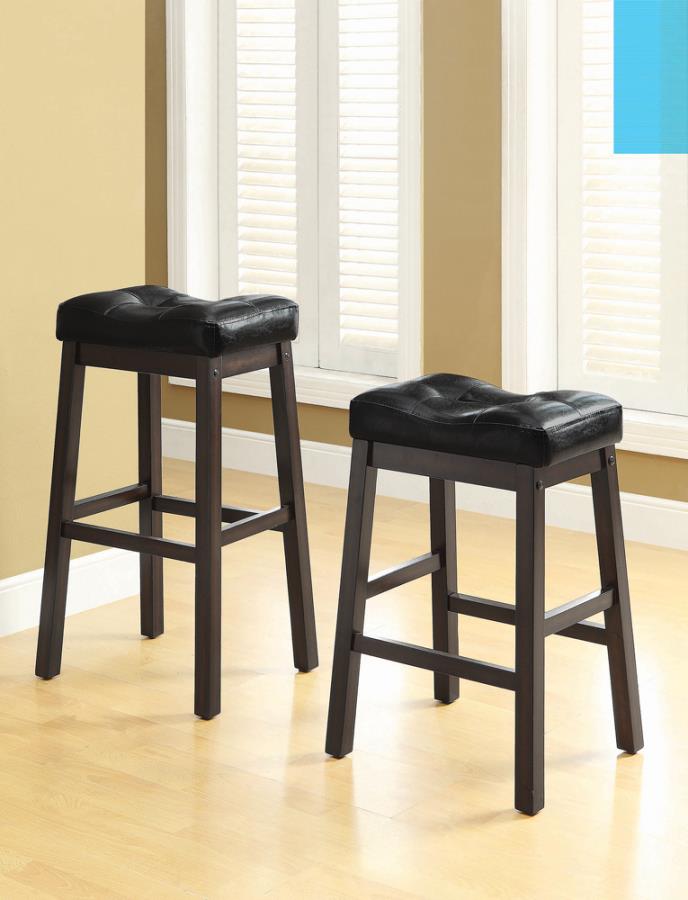 Upholstered Counter Height Stools Black and Cappuccino (Set of 2)_0