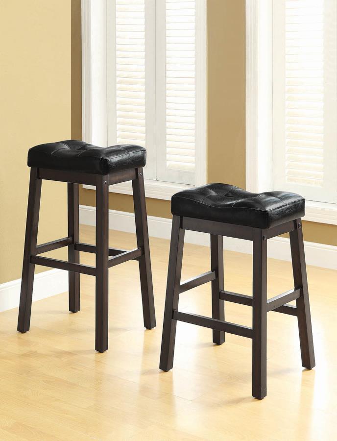 Upholstered Bar Stools Black and Cappuccino (Set of 2)_0