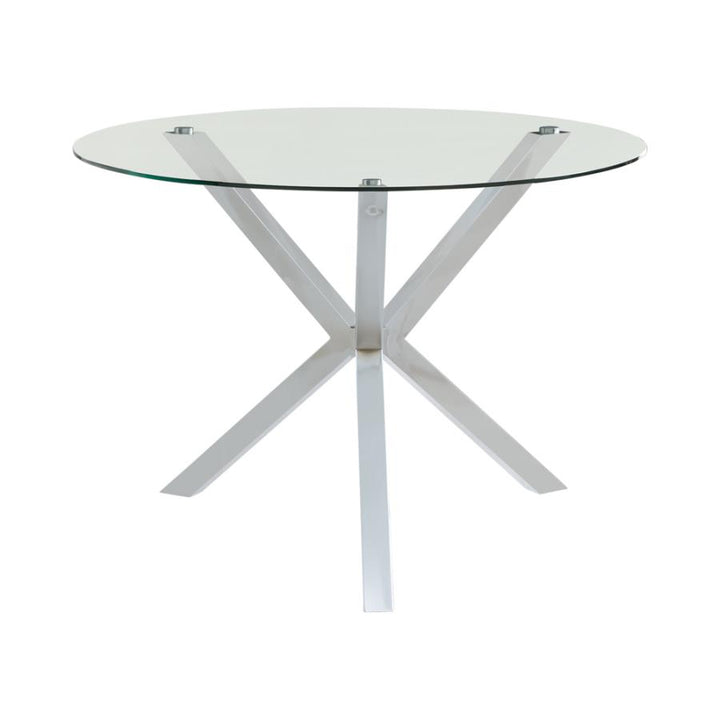 Vance Glass Top Dining Table with X-cross Base Chrome_4