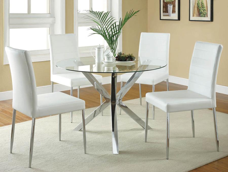 Vance Glass Top Dining Table with X-cross Base Chrome_1