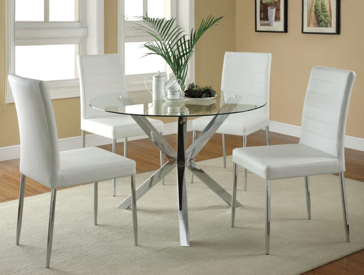 Vance Glass Top Dining Table with X-cross Base Chrome_3