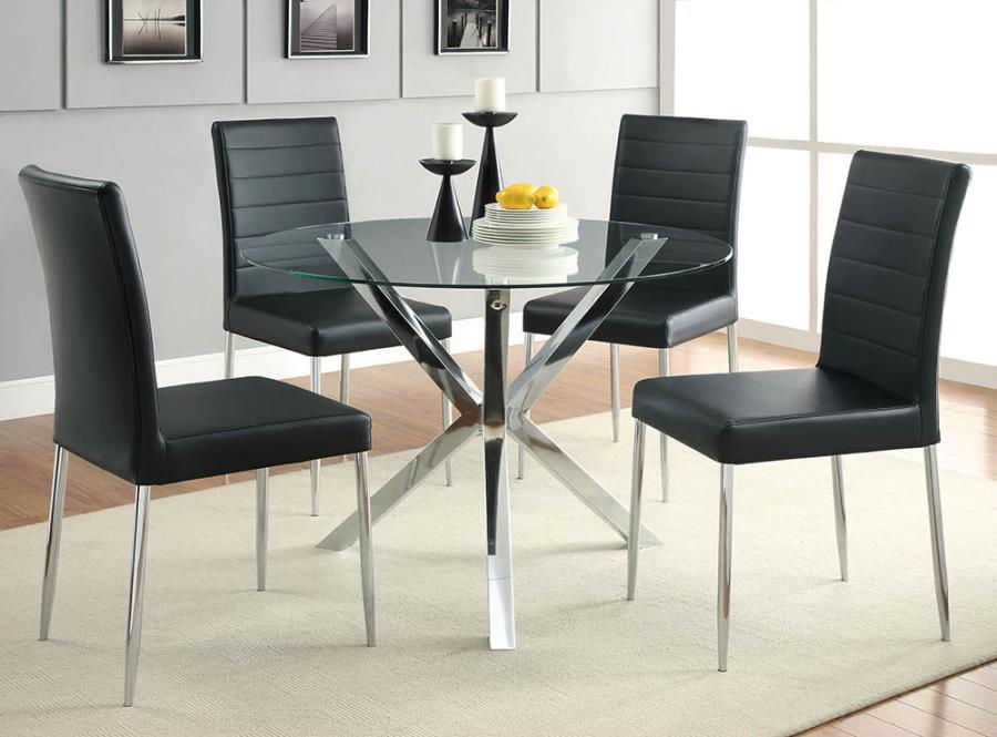 Vance Glass Top Dining Table with X-cross Base Chrome_0