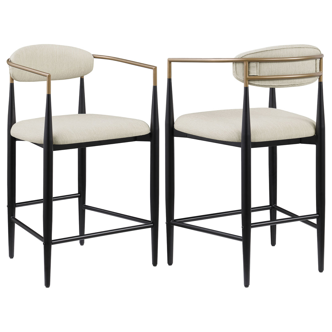 Tina Metal Counter Height Bar Stool with Upholstered Back and Seat Beige (Set of 2)_0
