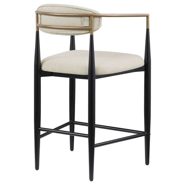 Tina Metal Counter Height Bar Stool with Upholstered Back and Seat Beige (Set of 2)_7