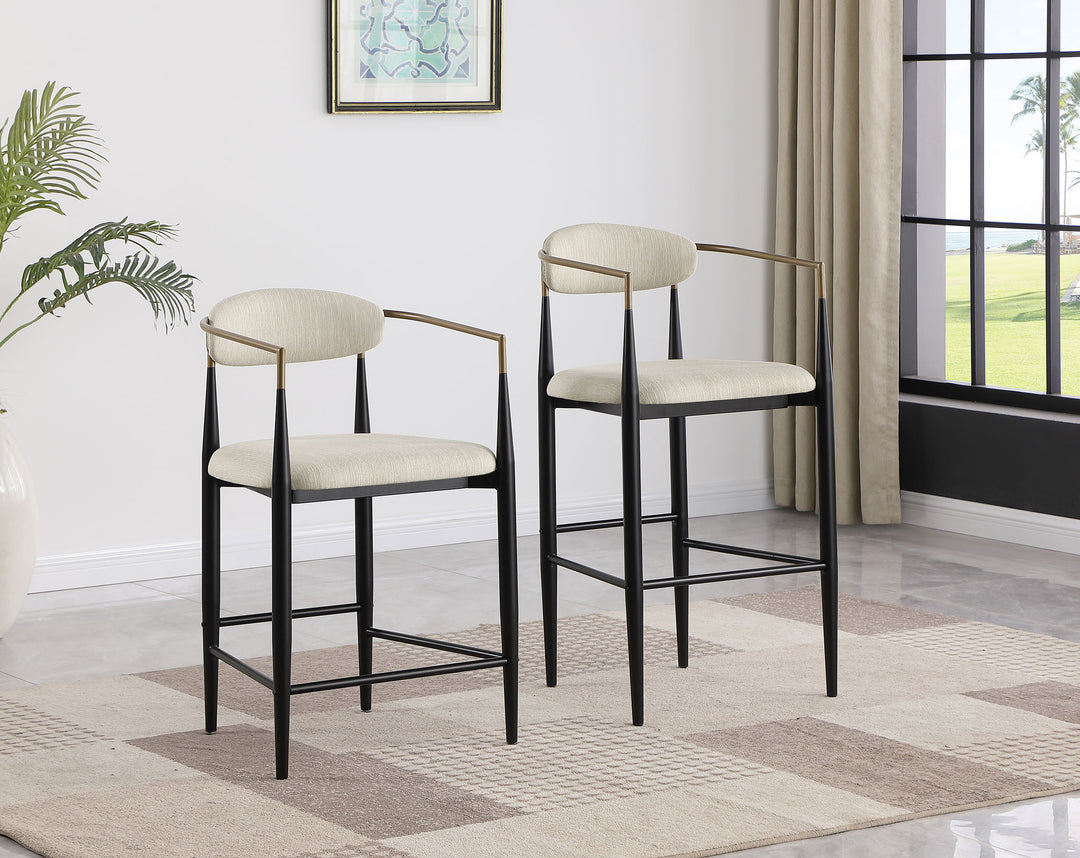Tina Metal Counter Height Bar Stool with Upholstered Back and Seat Beige (Set of 2)_13