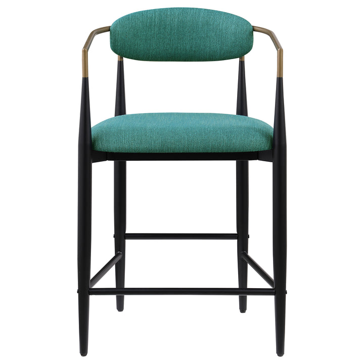 Tina Metal Counter Height Bar Stool with Upholstered Back and Seat Green (Set of 2)_3