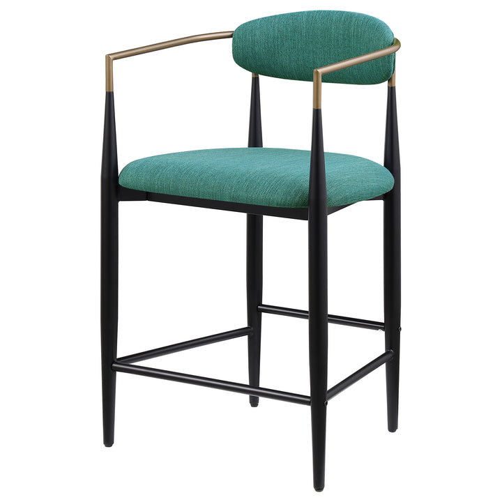 Tina Metal Counter Height Bar Stool with Upholstered Back and Seat Green (Set of 2)_4