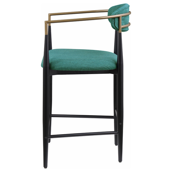 Tina Metal Counter Height Bar Stool with Upholstered Back and Seat Green (Set of 2)_5
