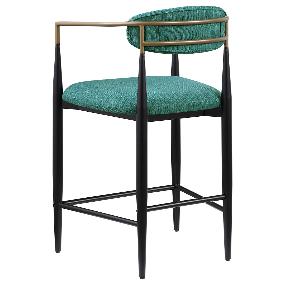 Tina Metal Counter Height Bar Stool with Upholstered Back and Seat Green (Set of 2)_6